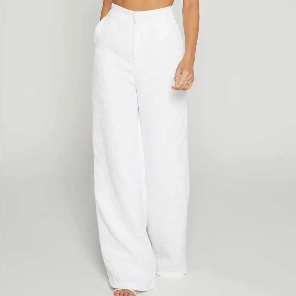 Showpo Adelaide Ivory tweed Women's wide leg Pants